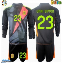 Spania Unai Simon #23 Keeper Bortedraktsett Barn EM 2024 Langermet (+ Korte bukser)